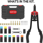 Eastvolt Rivet Nut Tool Kit, 3 in 1 Hand Rivet Gun, 14-Inch Rivnut Tool with 6 Metric Mandrels M3 M4 M5 M6 M8 M10, Rivet Bolt Tool with 3 Metric Bolt Mandrels and Rugged Carrying Case