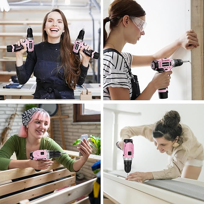 GardenJoy Cordless Power Drill Set: 12V Electric Drill with Battery and Charger, 2 Variable Speed,