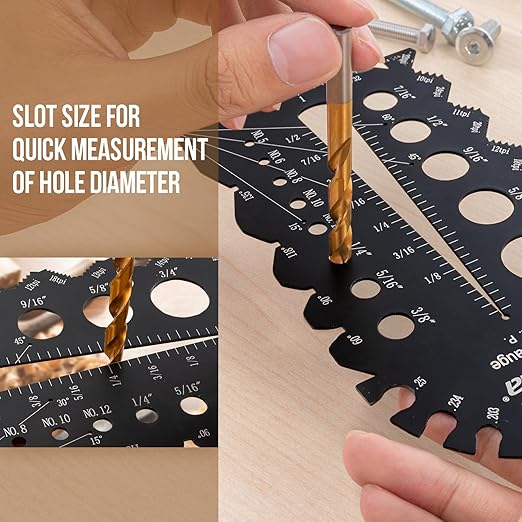 Dasqua 3-in-1 Measuring Tool Set, 12" Stainless Steel Combination Square & Bolt Thread Gauge, Inch Thread Checker for 13 Sizes, Carpenter Square with 45°/90° Level for Woodworking, Engineering, DIY