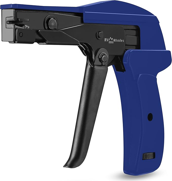 42709 Zip Tie Gun/Cable Tie Install Tool, Adjustable Tension with Built-In Cutter, for Nylon Ties up to 1/4”- Blue