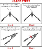 16" Professional Rivet Nut Tool Kit - Lever-Style Rivnut Tool with Visual Stroke Indicator, Nutsert Tool Kit Includes 15 Metric & SAE Mandrels for Threaded Inserts