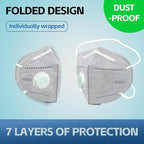 Head Mounted Face Dust Mask 20PCS,7 Layer Breathable Valve Disposable for Protection Construction Sanding Adult