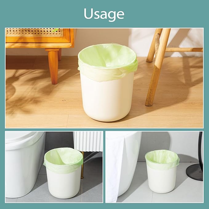 1.2 Gallon Small Trash Bags 120 Count Biodegradable Mini Garbage Bags Leakproof Tear Resistant Trash Can Bin Liners Fit Bathroom, Office, Car, Diaper Pail Unscented green