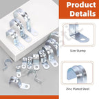 Tanstic 30Pcs 3/4 Inch EMT Pipe Strap Zinc Plated Steel One Hole Strap Conduit Clamp Rigid Pipe Strap for Pipe Fixing