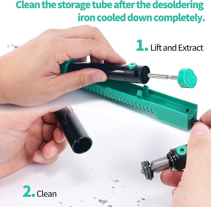 YIHUA 929D-V Electric Desoldering Soldering Iron Solder Sucker Desoldering Pump with Shorter Charging Handle and Desoldering Nozzles 1.0mm 1.2mm for Through-Hole Desoldering