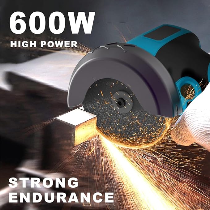 Brushless Cordless Angle Grinder Kit, 28000rpm Mini Electric Angle Grinding Tool with 2x21V 2000mAh Battery and 6-Cutting Discs, Grinder Handheld Cutter for Metal Wood
