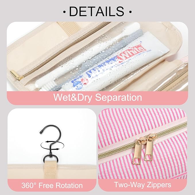 TOPEAST Teen Girl Gifts Trendy Stuff - Birthday Gifts for 7 8 9 10 11 12 13 14 15 16 17 18 Year Old Teen Girls, Hanging Toiletry Bag Initial Makeup Bag - Letter E, Pink