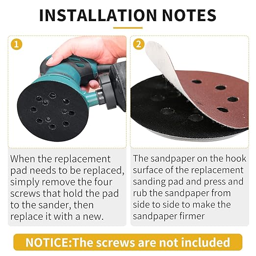 1 Pack 5" 8 Hole Hook & Loop Replacement Sander Pads Compatible with Makita Orbital Sander BO5010 BO5030K BO5031K BO5041K, Replacement Parts #743081-8/743051-7 (3 Screw Holes Sander Pads