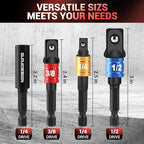 8-Piece Impact Socket Adapter Set for Drill, 1/4" 3/8" 1/2" Hex Shank Impact Driver Socket Adapter, Socket to Drill Adapter