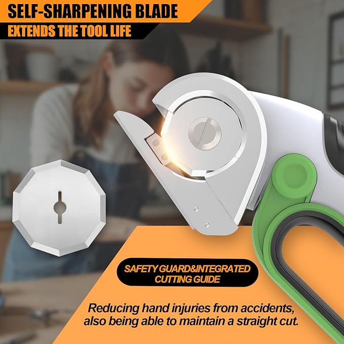 ZEITE 4V Cordless Electric Scissors Cardboard Cutter with 1 x Replace Blade,1 x Storage Box,1 x USB Rechargeable Cable Rotary Cutter for Box Plastic Carpet Cloth, Easy to Hold and Safety,Gray