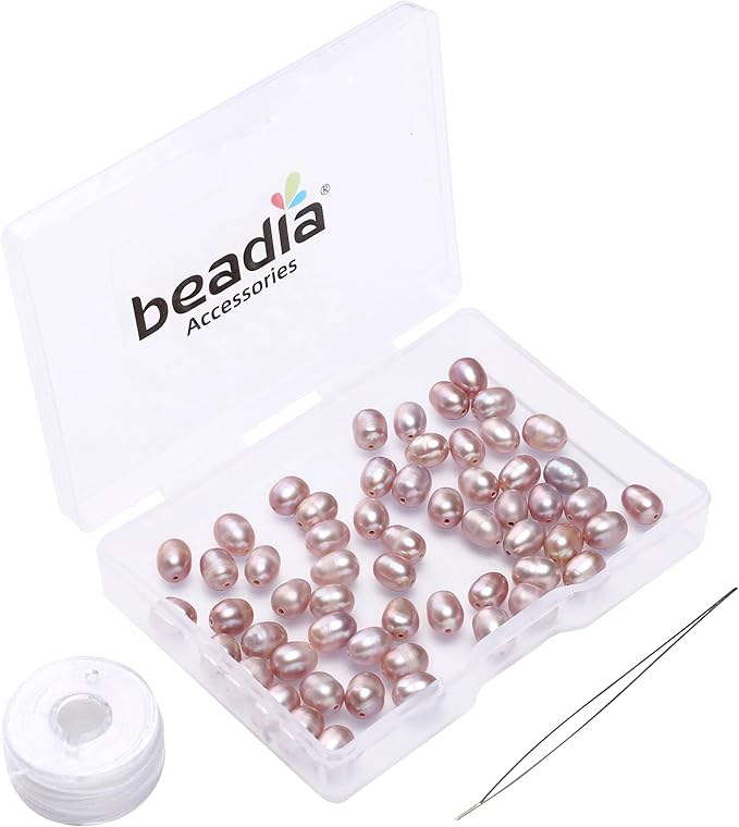 Natural Pearl Beads Rice 5-6mm Purple Freshwater Cultured Loose Gemstone Beads for DIY Jewelry Making 13.8''/Strand HQ