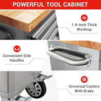 CT Copper Tailor 72-inch Rolling Tool Chest with 15 Drawers and Wheels, Mobile Garage Workbench, Large Tool Box Storage Tool Cabinet with Wood Top for Workshop,Stainless Steel