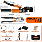 Sanuke Hydraulic Crimping Tool and Cable Cutter, 12 AWG to 2/0 AWG, 10 Tons Electrical Terminal Cable Crimper Tool Kit with 9 Die Sets and 64PCS Copper Wire Lugs