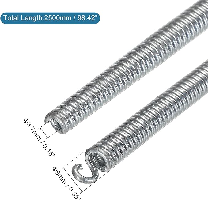 MECCANIXITY Spring Tube Bender OD 9mm/0.35" Steel Spring Pipe Copper Tubes 2500mm/98.42" Long for 1/2" Copper Pipe(12mm) in Home Renovations,Electrician Wiring Bending Pipe(insert-pipe use)