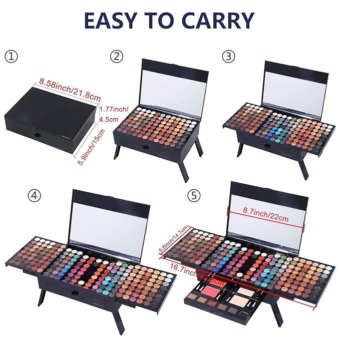 Makeup Gift Sets For Women - 190 Colors Makeup Palette Include Eyeshadow, Blushes, Eyebrow Powder,Eye Pencil,Mirror+20Pcs Makeup Brushes+Eyeshadow Primer+2Pcs Sponge Puff Make Up Set (Makeup Set A)-VeraVaultWomen