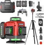 360° Laser Level with Tripod, 4D 16 Lines Green Laser Level, Self-Leveling Tool for Construction and Renovation, Complete Kit with Accessories