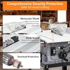 Table Saw 10 Inch, 15 Amp 5000RPM Powerful Tablesaw With Stand & Protective Cover, 36 X 25 Inch Tabletop Saw 90° Cross Cut & 0-45° Bevel Cut, Adjustable Depth, for Woodworking