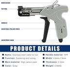 Zhushan Stainless Steel Cable Tie Gun, Auto Tighten & Cut Tool for 4.6–7.9mm Metal Ties, 4-Level Tension, Heavy-Duty & Easy to Use