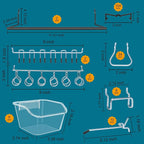 286PCS Pegboard Accessories Organizer Kit, Including pegboard Box Organizing Various Tools, 1/8 and 1/4 inch Pegboard Hooks Assortment for Hanging Storage,Garage Wall (286-Transparent Box)