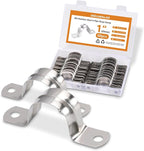 60PCS M25 Stainless Pipe Strap, 1 Inch Stainless Steel Conduit Clamps, 2 Hole Strap U Bracket Rigid Pipe Strap Metal U Clamp Conduit Strap Tension Clips U-tube Pipe Clamps（25mm）
