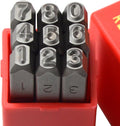 9pcs Heavy Duty Steel Stamp Uppercase Reverse Number 1/8 3mm Hand Stamping Character Mark Code Alphabet Punch Kit for Bracelet Ring Jewelry Sheet Metal Plate Making Mold Die