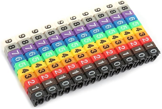 Colorful Wire Number Tube Cable Marker Digital Number Label Tube (100PCS KCM-2.5MM 2.5 Square)