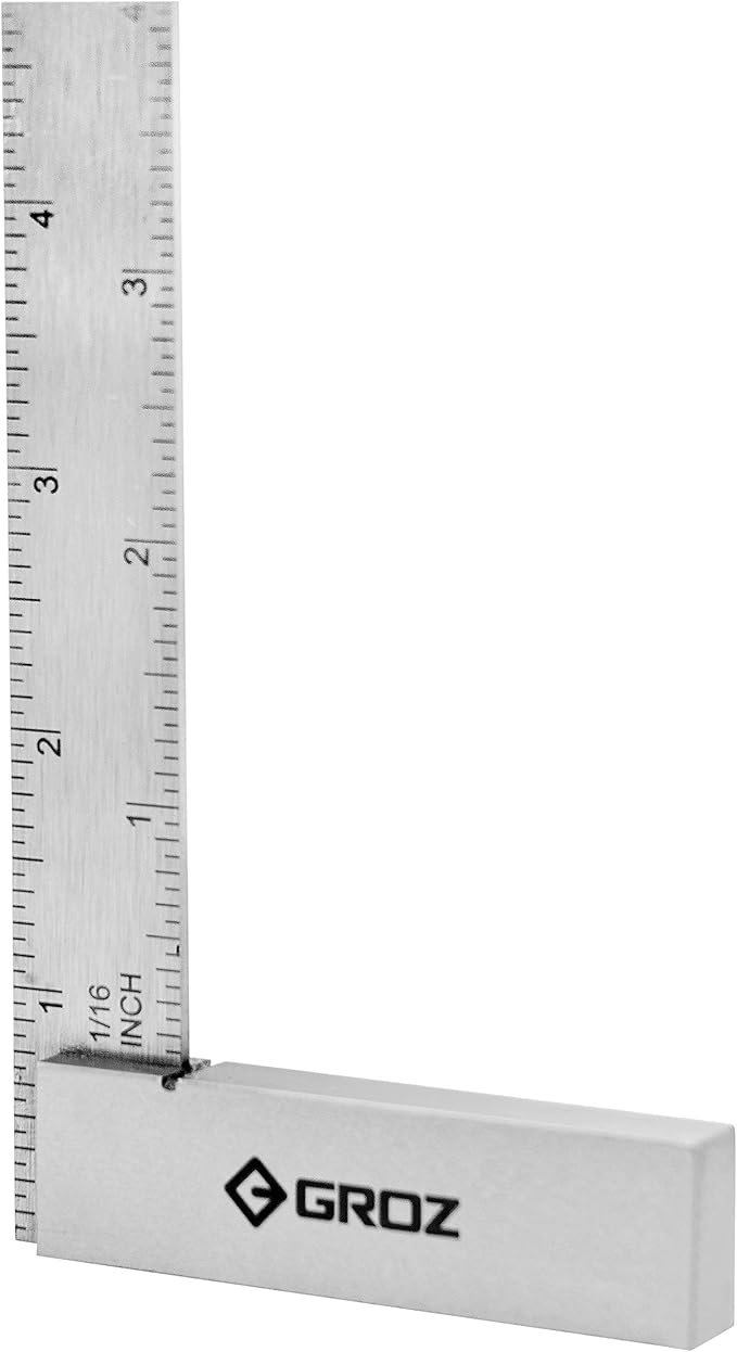 Groz 01142 4" Graduated Workshop Steel Square, 0.00019" Squareness