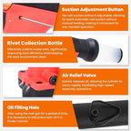 Pneumatic Rivet Gun Air Pop Riveter Tool Kit with 3/32", 1/8", 5/32", 3/16" Rivet Nozzles, Self-Suction Pneumatic Riveting Gun, Upgraded Air Riveter Hydraulic Pop Riveting Rivets Tool