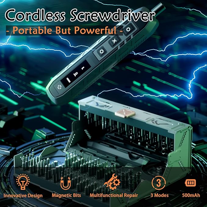 Electric Screwdriver Set, 180 In 1 Electric Precision Screwdriver Set with 160 Magnetic Bits, Magnetic Storage, Power Screwdriver Repair Tool Kit for Computer Phone Laptop & Electronics Repair