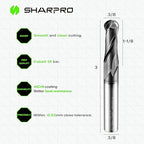 Extra Long Ball Nose End Mill 3/8 Inch SHK. and Cutting Dia. 3D Carving, High-Speed and Deep Cutting, AlCrN Coated, Apply for Alloy Steel, Stainless Steel and Various Cast Iron.