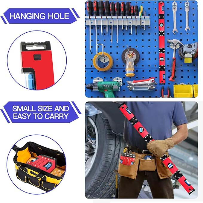 Multi-Function Foldable Level - 28 Inch Foldable Measuring Tool with 4 Easy-Read Level Bubbles 45/90/180, Multi-Angle Measurement Tool for Carpenters, Woodworkers, Fabricators