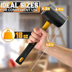 16 Oz Rubber Mallet Hammer - Rubber Hammer Mallet with Durable and Ergonomic Handle, Anti-Vibrating Design For Efficient Work - Good for DIY, Woodworking, Flooring, Camping and More