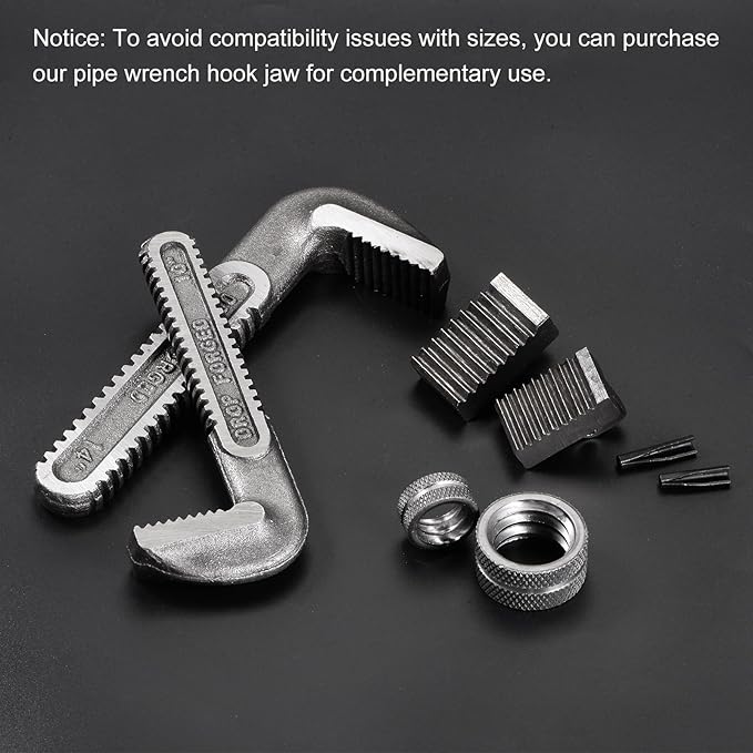 HARFINGTON Pipe Wrench Heel Jaw with Pin Assembly 10" Wrench Replacement High Carbon Steel