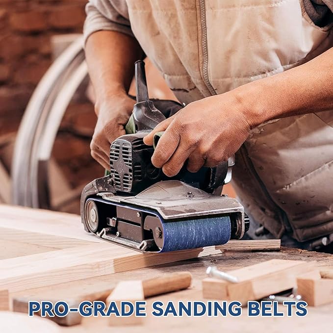 4x36 Inch Sanding Belts 18 Pcs 6 Grits Sizes (3 Each of 60/80/120/150/240/400 Grits) Heavy Duty Belt Sander Zirconia Belt Sander Paper for Wood, Metal, Stainless Steel, Cars, and Furniture