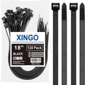 XINGO 120 PCS 18 Inch Black Large Zip Ties Heavy Duty, 330 LBS Ultra Exclusive Strong Plastic Wire Ties, Large Cable Ties Extra Long Tie Wraps For Indoor and Outdoor Use