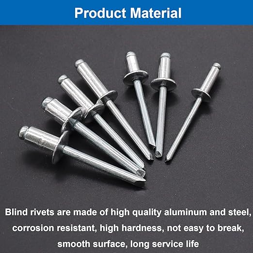 smseace 900Pcs Pop Rivets Assortment Kit Packed in Handheld Box 14-Sizes (3/32 inch1/8 inch5/32 inch3/16 inch1/4 inch) Assorted Blind Rivets for Metal,Furniture,Automotive,Instrument