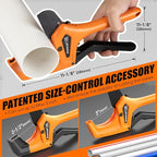 PVC Pipe Cutter - 3 Inch Max Opening, Heavy-Duty Ratchet Pipe Cutter Tool with Stabilizer for PVC, PPR, PE, PEX, Plastic Hoses & Plumbing Pipes with Teflon Coated SK5 Blade