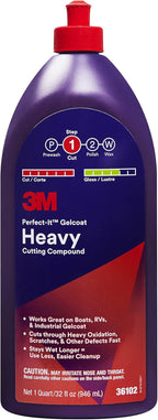 3M Perfect-It Gelcoat Heavy Cutting Compound, 1 Quart – Fast Cutting Marine Oxidation Remover for Boat & RV Gelcoat Surfaces