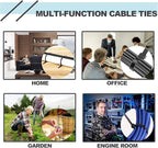 100 Pack Zip Ties 24 Inch Long Cable Ties Heavy Duty 70 Pounds Tensile Strength, Premium Plastic Wire Ties Straps Self-Locking Black Nylon Ties Wraps for Indoor and Outdoor