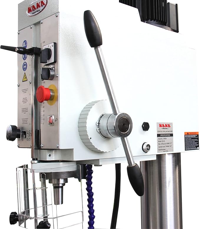 KAKA INDUSTRIAL Gear Head Vertical Drill Press, 2.2kW 220V 3-Phase, 8-Speed (108-1800 RPM), 40mm Max Drilling,150mm Spindle Travel,MT4 Taper,DRO Depth Control GD-40