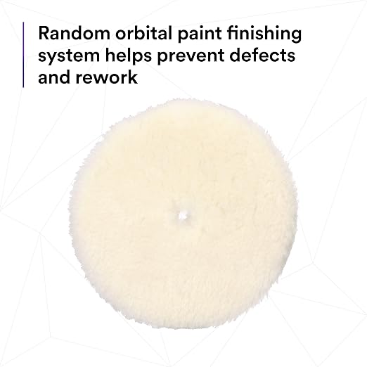 3M Perfect-It Random Orbital Medium Wool Compounding Pad, 6"/150 mm, White, 34125, Orbital Pads for Automotive Compounding and Polishing