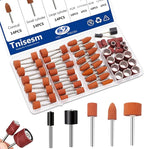 Tnisesm 64Pcs Sanding Bits & Sanding Drum Set for Dremel Rotary Tool with Box, Aluminium Oxide Tough Enough to Metal Rust Removal/Smoothing/Sharpening, Different Shape Meet More Needs