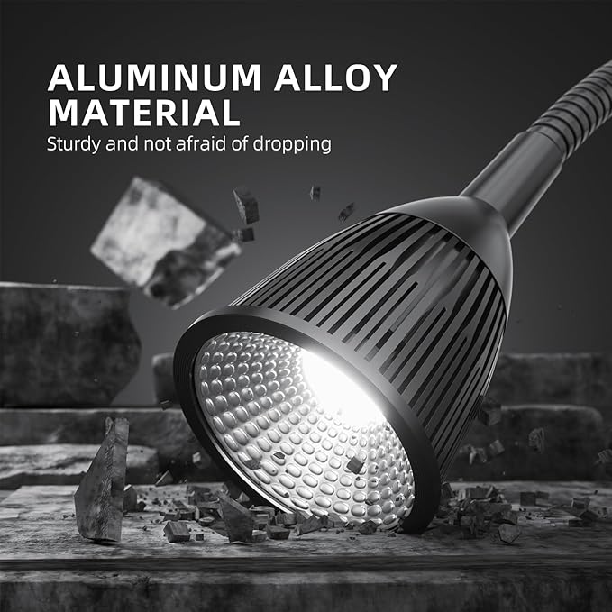 Led Magnetic Work Light 400mm Flexible Gooseneck lamp 700 Lumens 120 Volt for Sewing Machine Lathe Milling Drill Press Industrial Lighting (Aluminum Alloy lamp Head-2)