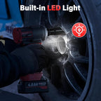 SEYVUM Cordless Impact Wrench, 1/2” Max Torque 600 Ft-lbs / 800 N.m Powerful Impact Gun, 20V 3500RPM Electric Impact Driver, 2 x 4.0Ah Battery & Fast Charger, 6 Impact Sockets, Carrying Case Included