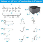 FRIMOONY Pegboard Hooks Assortment with Pegboard Bins, Peg Locks, for Organizing Various Tools, 80 Piece