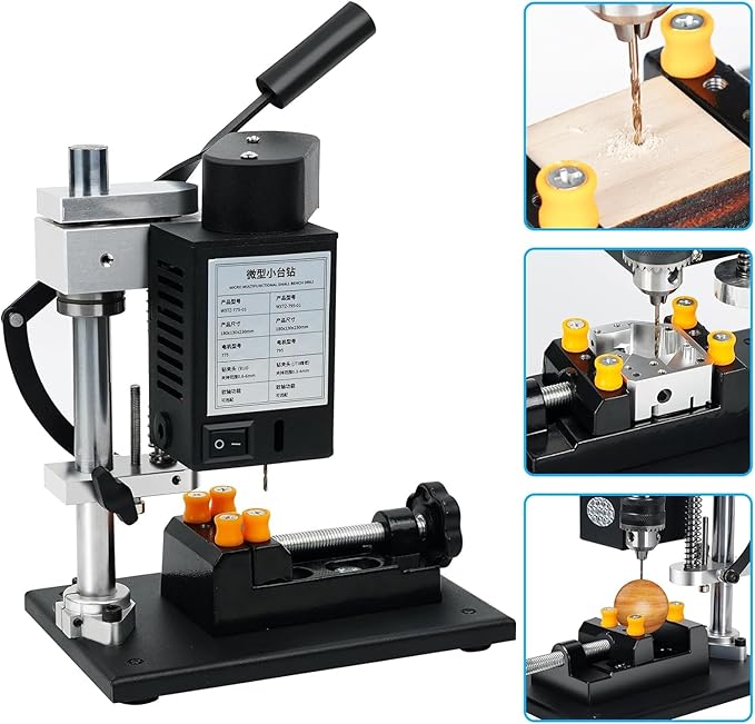 Mini Bench Drill Press, 6 Inches Precision Benchtop Drilling Machine, Suitable For Direct Drilling Of Metal, Wood, Plastics, Acrylic,Metal Wooden DIY Jewelry Making Crafts Tool