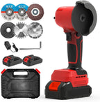 Brushless Cordless Angle Grinder Kit, 28000rpm Mini Electric Angle Grinding Tool with 2x21V 2000mAh Battery and 6-Cutting Discs, Grinder Handheld Cutter for Metal Wood