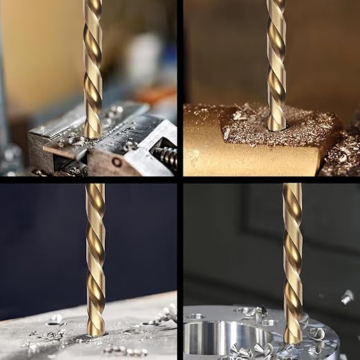 1/8" Cobalt Drill Bit Set (10Pcs), M35 HSS, 135 Degree Tip, Twist Jobber Length for Hardened Metal, Stainless Steel, Cast Iron, Wood, and Plastics, with Index Storage Case