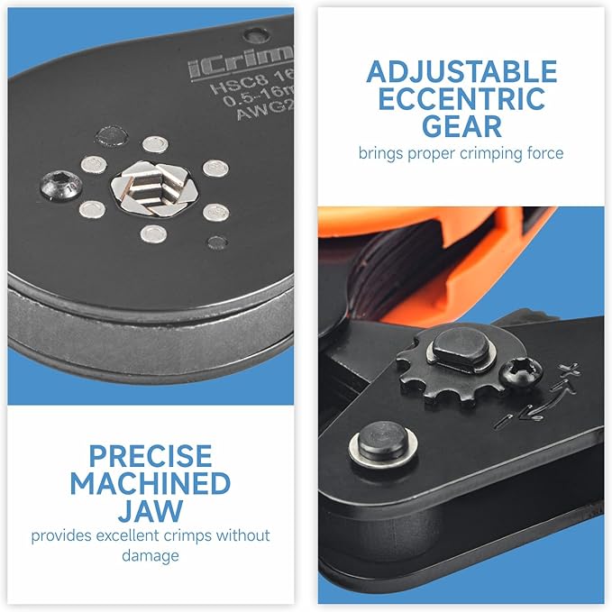 iCrimp Hexagonal Ratchet Crimper for End Sleeves and Ferrules 0.5-16mm2 AWG 20-5