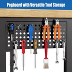 70” Heavy-Duty Solid Wood Work Bench Work Table with Wheels, Adjustable Height Portable Workbench with Power Outlets & Pegboard, 3000 Lbs Capacity Workstation for Garage, Workshop